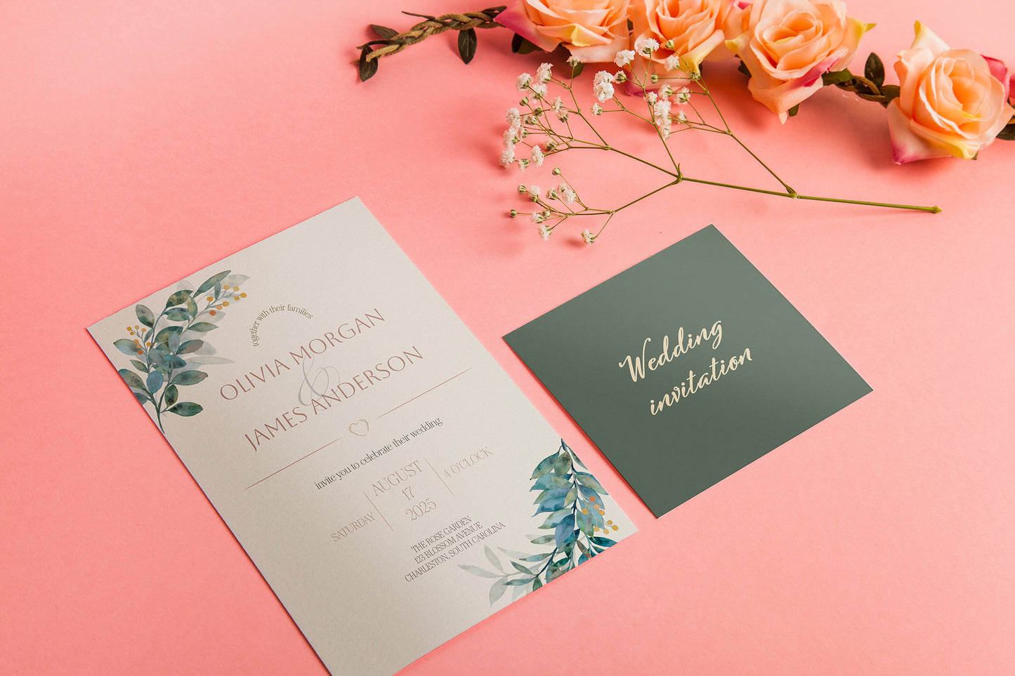 Elegant Floral Wedding Invitation